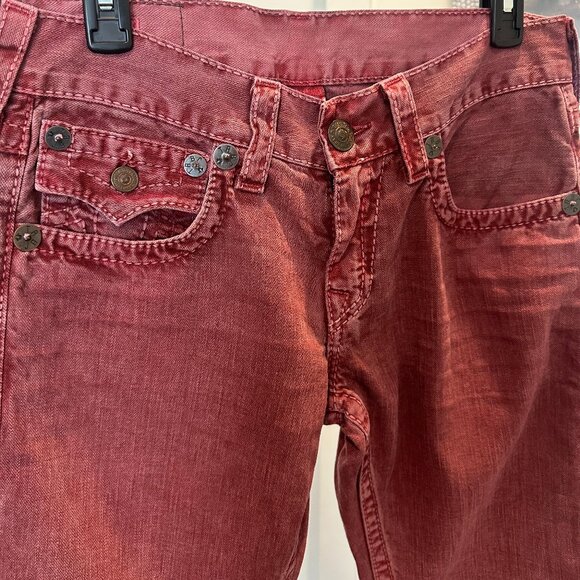 NWT TRUE RELIGION Ricky Big T Overdye ASSD Crimson Jean | Size 30W, 30 Length - Picture 3 of 16